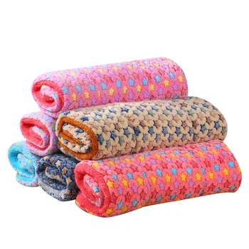 

6 Colors Pet Blanket Soft Fleece Dog Cat Blanket, Fluffy Warm Sleep Bed Cover with Paw Print for Kitten Puppy