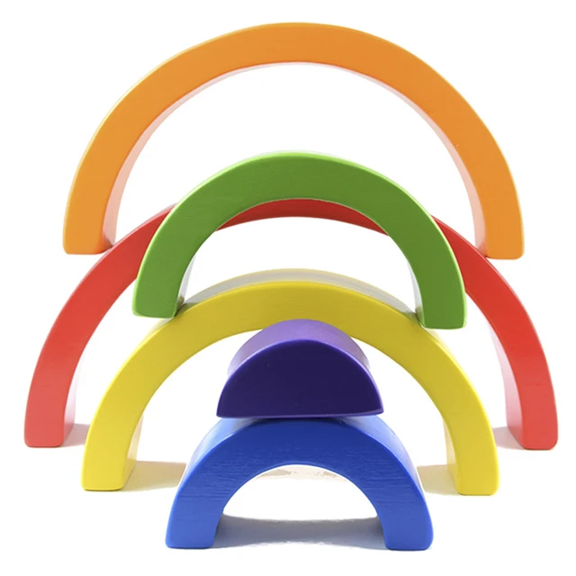 Baby Toy Wooden Toy Montessori Rainbow Building Blocks DIY Creative Stacking Balance Game Educational Toy For Children Kids Gift 4