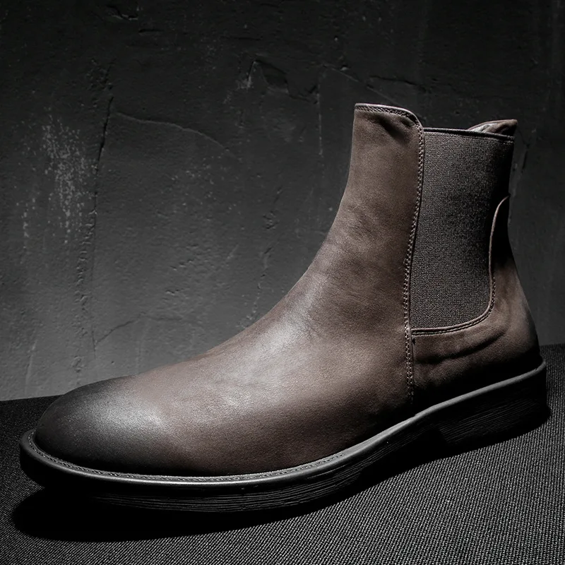

Men's Boots Genuine Leather Hight-top Trend Retro Martin Boots England Casual Short Boots Chelsea Boots Batch