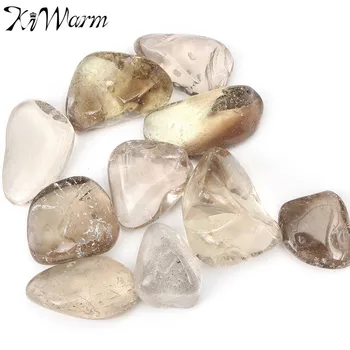 

KiWarm New 10Pcs Smokey Color Quartz Tumblestones Crystal Gemstone for Terrarium Fish Tank Plant Potting Home Decor Craft