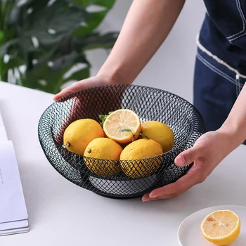 

Double Wall Mesh Decorative Fruit Basket Metal Mesh Snack Bowl Centerpiece Kitchen Holder