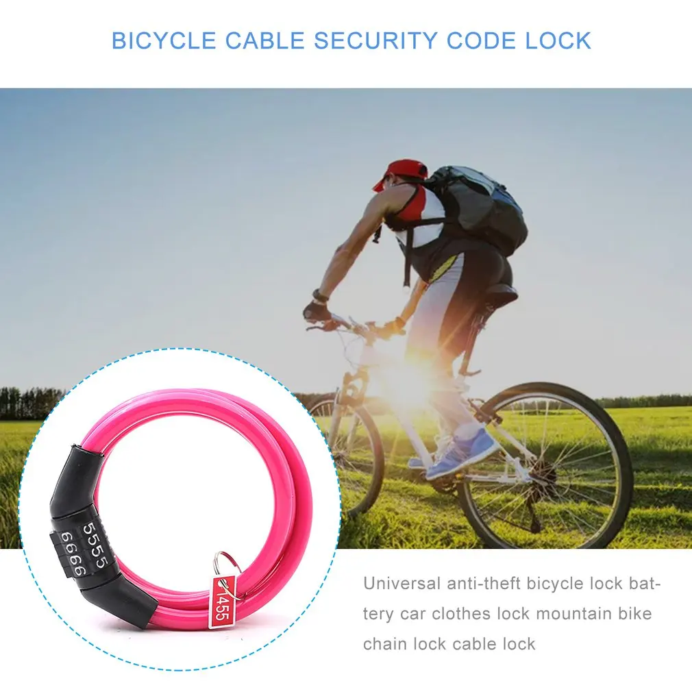 Universal Anti-Theft Bicycle Bike Lock Stainless Steel Cable Coil For Castle Motorcycle Cycle MTB Bike Security Lock