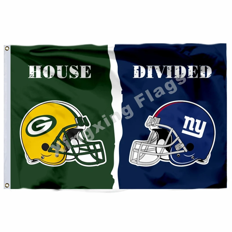 Green Bay Packers New York Giants House Divided Flag 3ft X 5ft Polyester 1 Banner Size No.4 90X150cm Custom Flag - Цвет: Z5