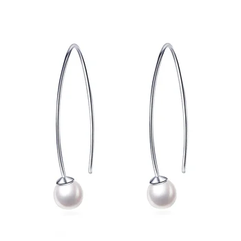 

Natural Freshwater Pearl Dangle Earrings Women 925 Sterling Silver Sweet C-type Drop Earrings Fine Jewelry Best Valentine's Day