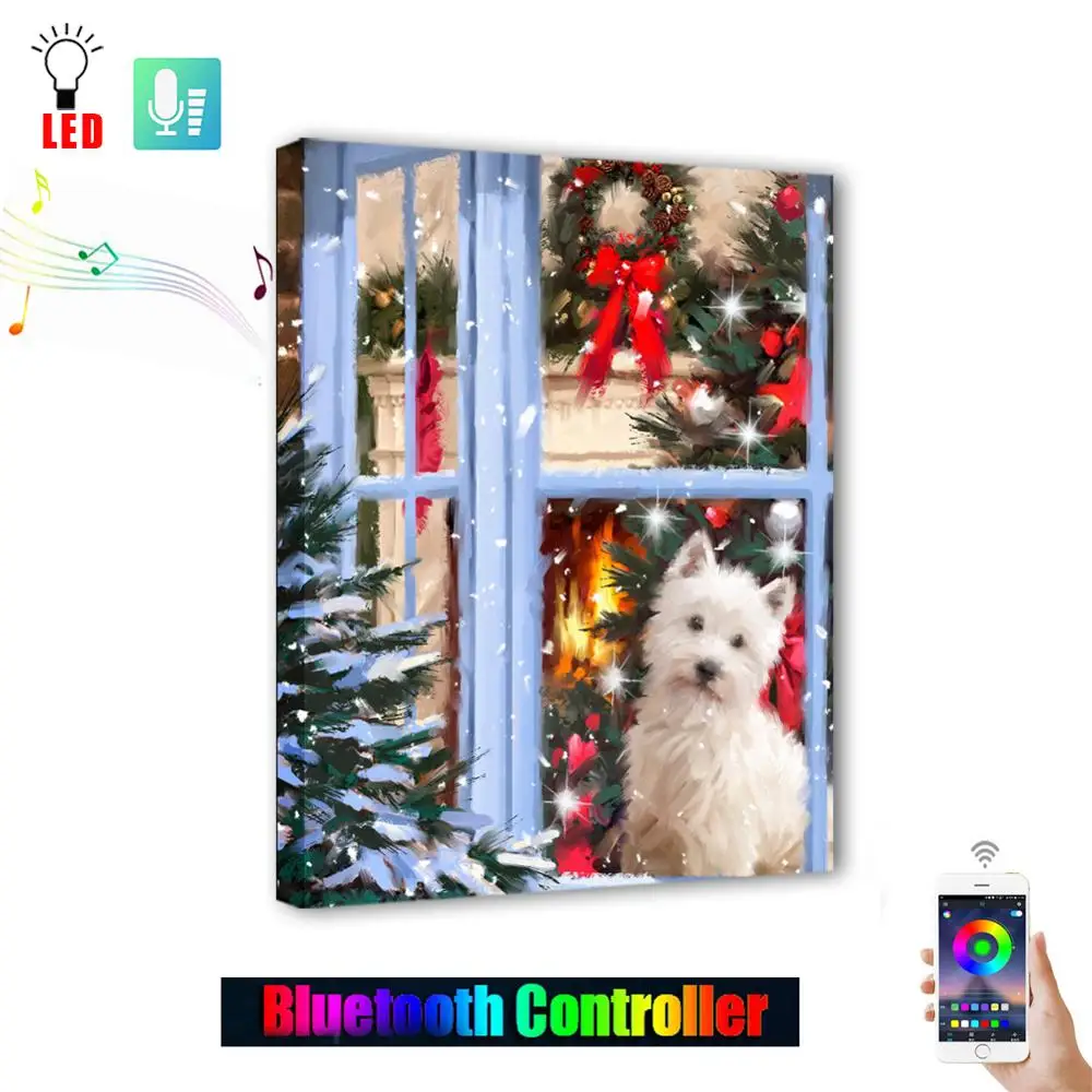 Usb Power Bluetooth Control Led Canvas Wall Decorativechristmas