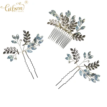 

Elegant Fashion Hair Accessories Opal Crystal Hair Comb Pins Set Wedding Bridal Headpiece For Bride Veil