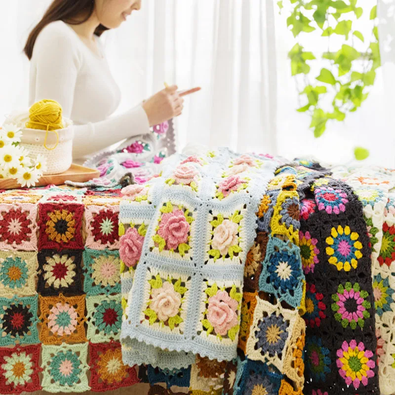 Susan's Family DIY Crochet Blanket Kit Fallen Flowers Blanket Material  Package Blanket Crochet Kit - AliExpress