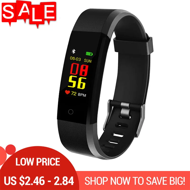 

Bluetooth 0.96inch Smart Bracelet LCD Screen Sport Smart Watch Blood Pressure Exercise Dynamic Heart Rate Monitoring Step Count