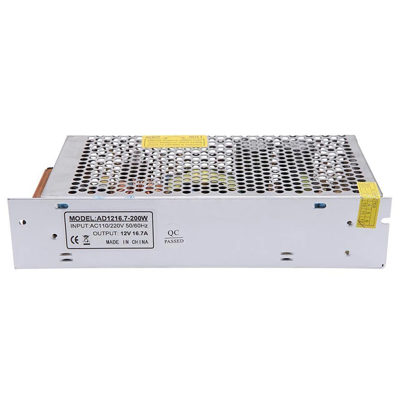 DC 12V 200W Регулируемый светодиодный трансформатор с переключателем напряжения