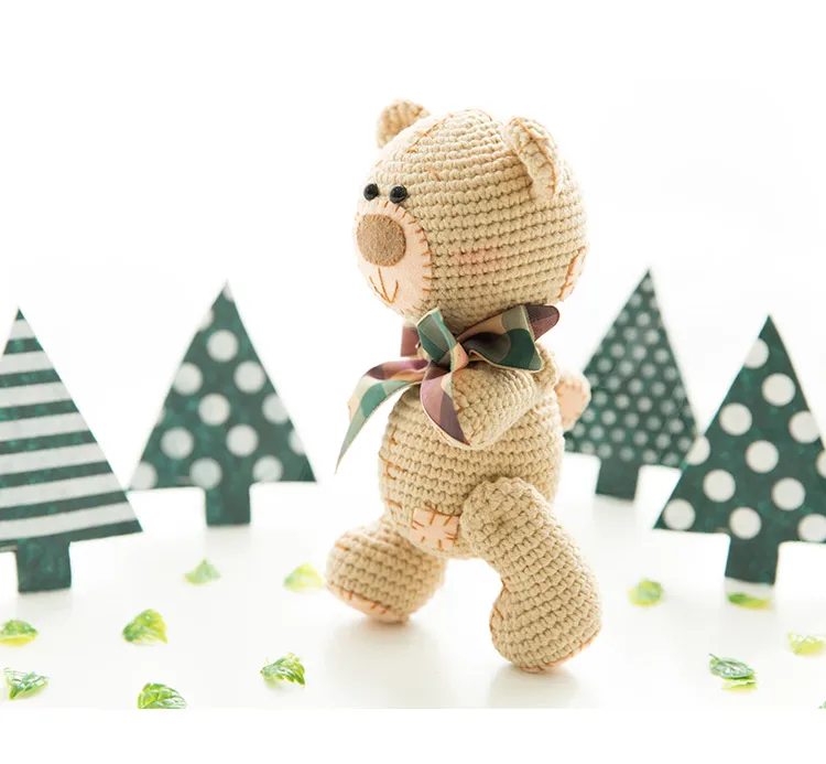 Прекрасный ручной лоскутный Медведь кукла крючком игрушка подарок лучший подарок на день рождения(готовая, не diy) для шерстяных вязальных кукол