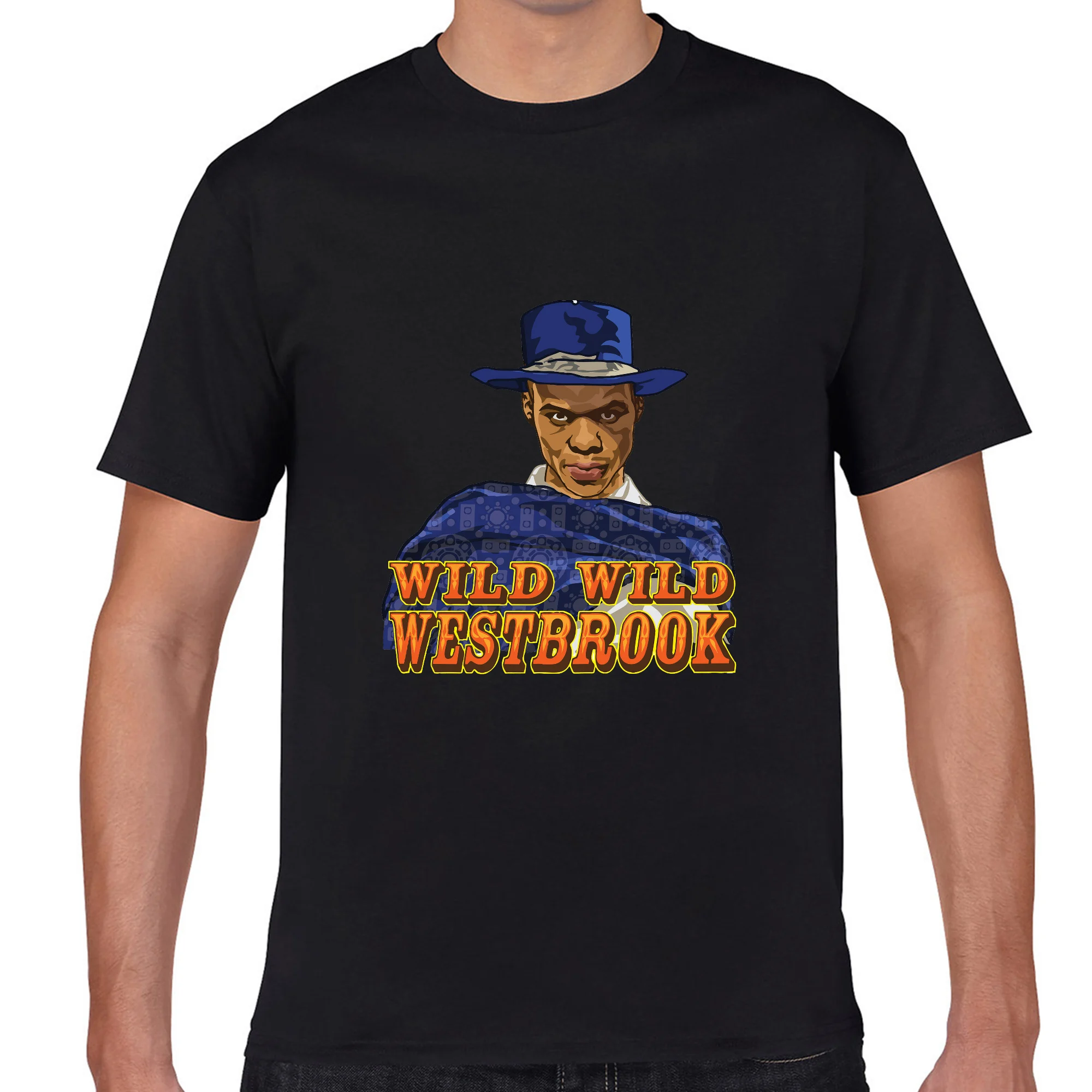 

Wild Cowboy Russell Westbrook Euro Size Cotton Basketball T-shirt Summer Casual O-Neck Tshirt For Men And Women S0093