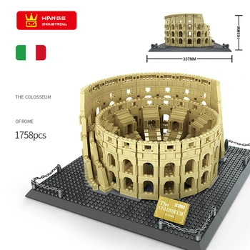 

New 1758pcs World Famous Architecture Italy The Roman Colosseum Building Blocks Model City Bricks Street View Toys