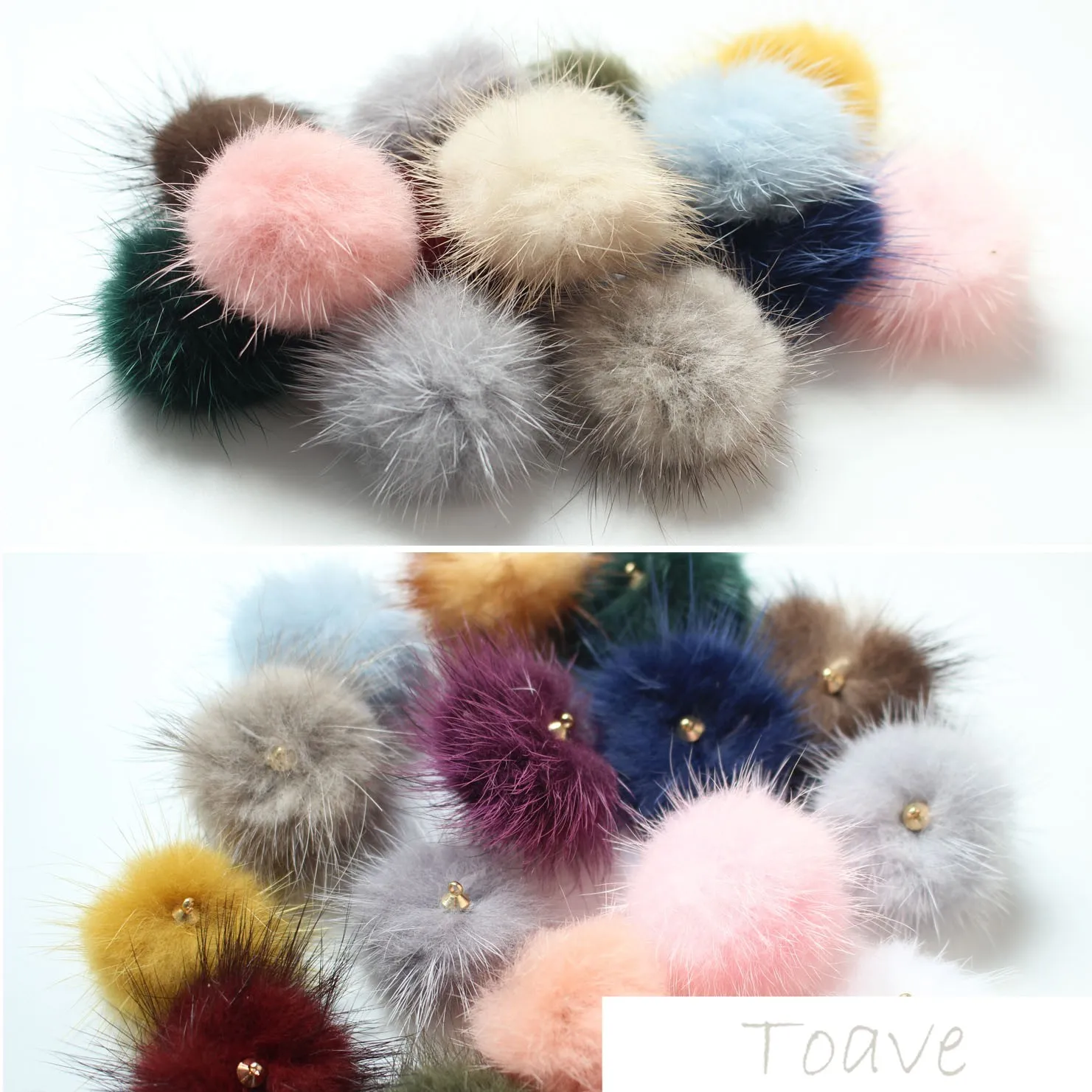 

Winter ear decoration material 4CM natural mink hair ball with cap directly hanging diy ear arthand material