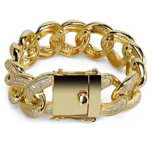 8," 28 мм хип-хоп AAA+ CZ циркон проложили Bling Ice Out Золотые круглые кубинские кантри-звенья цепи браслеты для мужчин рэппер ювелирные изделия