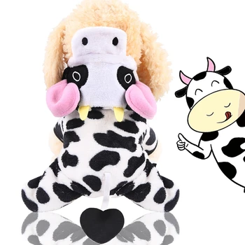 

Funny Halloween Dog Costume Cute Cow Pet Dog Clothes for Small Dogs Cats Chihuahua Clothing Fleece Puppy Dog Coats Jumpsuit