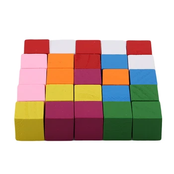 

Montessori Colorful Wood Cube Blocks Bright Assemblage Block Early Educational Early Learning Toys For Kids Children