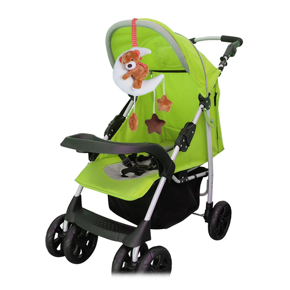 

Baby Stroller Toys Moon And Bear Plush Shape Baby Hanging Rattle Soft Plush Music Doll Stroller Accessories Toys