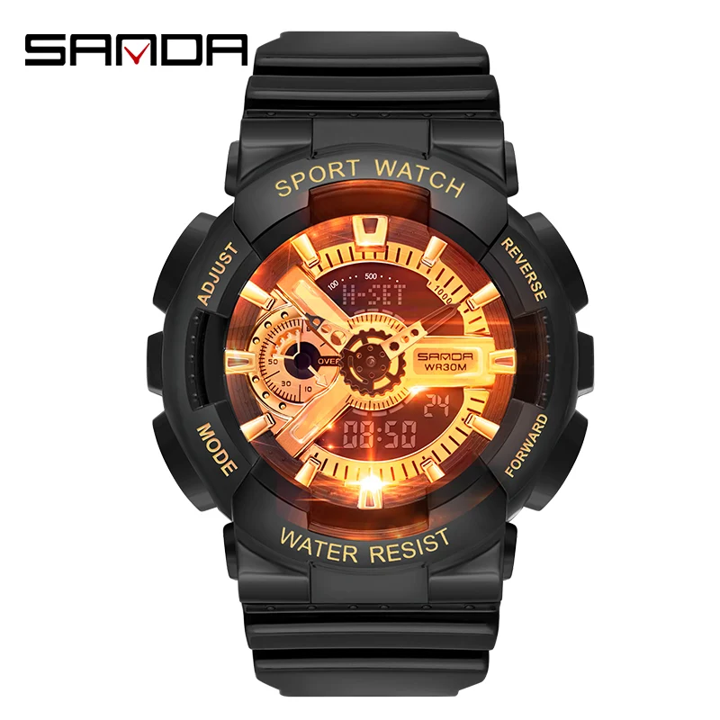 Fashion Sanda Top Brand Wrist Watches Men Lady Military Army G Style Sport wristwatch Dual Display Male Couples Clock Waterproof photo