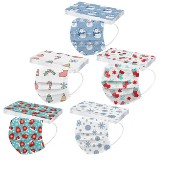 

50PC Children's Christmas Cartoon Printing Mask High Quality Mouth-muffle Earhook Non-woven Disposable Mask Simple masque enfant