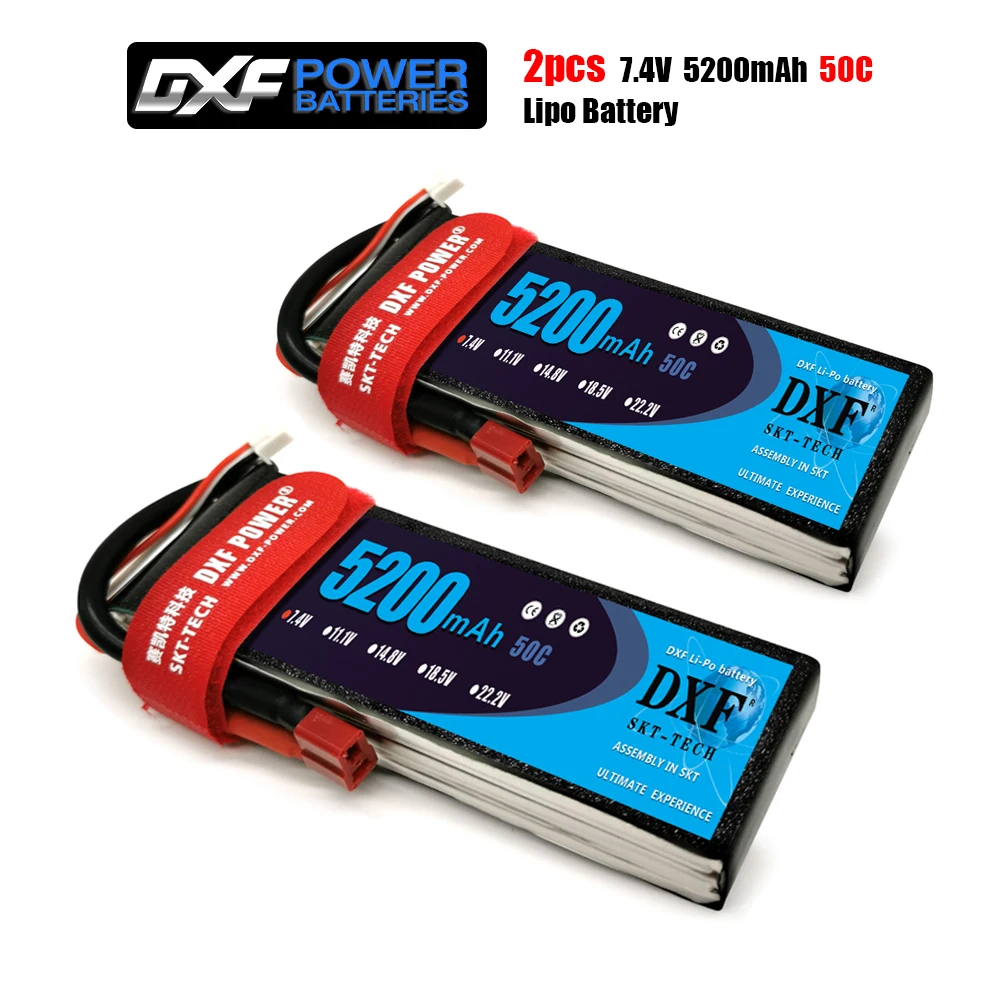 Аккумулятор DXF Lipo 2S 7 4 В 5200 мАч 50C MAX 100C батарея для радиоуправляемых AKKU автомобилей