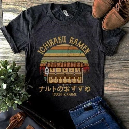 Ichiraku Ra Мужская винтажная черная футболка в стиле ретро для мужчин S 4Xl | одежда