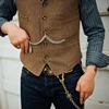 Chaleco de lana de Tweed para hombre, chaqueta ajustada informal, marrón, para boda y negocios ► Foto 3/6