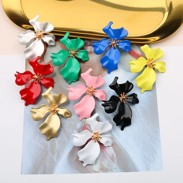 

Shiny Side New Fashion Brand Jewelry Irregular Flower Stud Earrings for Women Gift Simple Style Earrings
