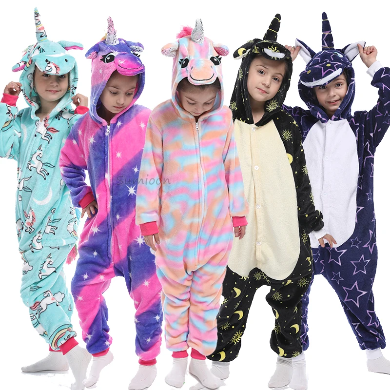 Пижама Kugurumi единорог для детей пижамы маленьких девочек одежда сна мальчиков