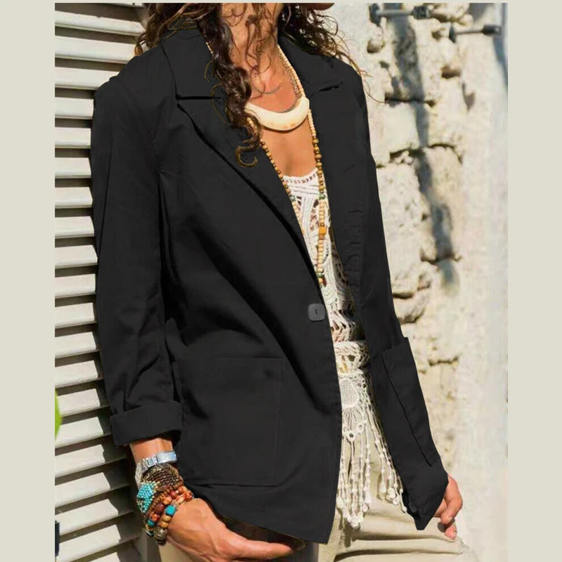 Женская Осенняя повседневная куртка на одной пуговице с длинным рукавом и