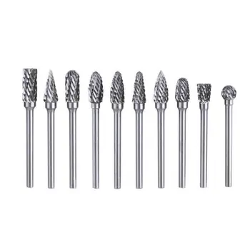 

10 Piece Set Of High Speed Steel Electric Grinder Grinding Head Woodworking Rotary File Milling Cutter Carving Knife