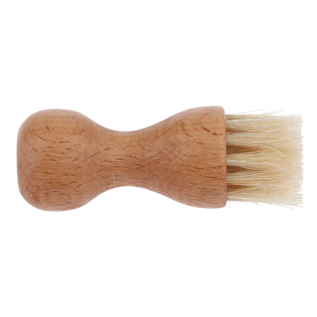 

2 Pack 100% Natural Premium Pig Hair Buffing Brush Polish Applicator with Wooden Handle for Shoes Boots