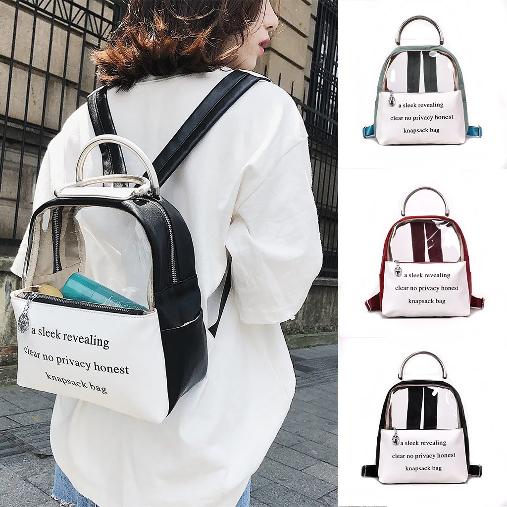 

High quality simple 2019 New Transparent Backpack Color Student Backpack Wild Casual Bag bagpack Dropshipping mochila feminina