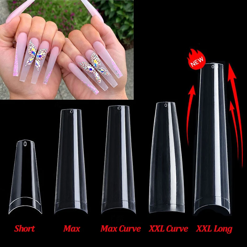 Amazon.com: 500Pcs C Curve Half Cover Nail Tips for Clear Acrylic Nails  French Short Nails, 10 Size : Beauty & Personal Care