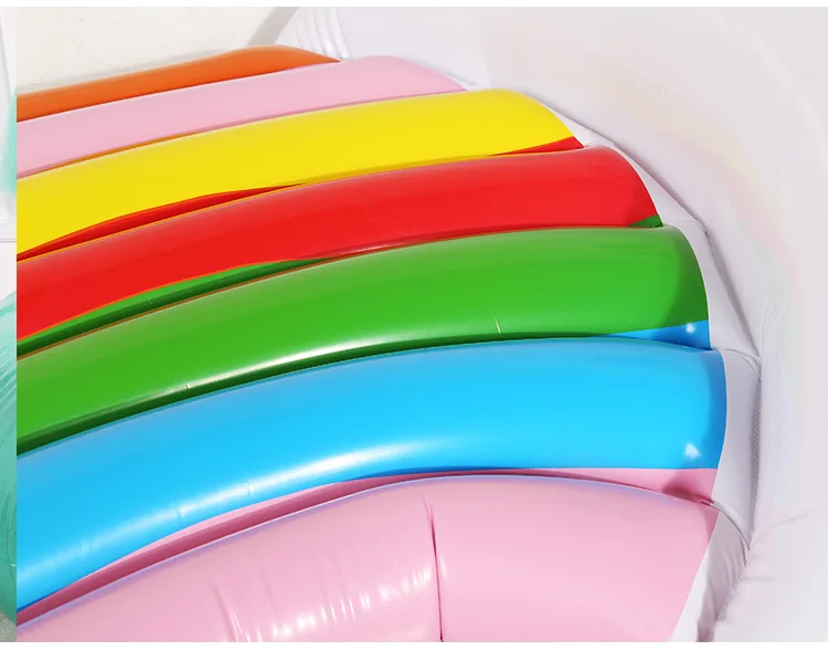 180*110cm Inflatable Rainbow Float Cloud Bed Summer Swimming Ring For Adult Kids Water Party Toys Rainbow Floating Row