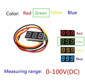

Green Three line precision DC digital voltmeter head LED digital voltmeter DC4.5V-30V 0.28 Inch Mini Digital Voltmeter 0-100V