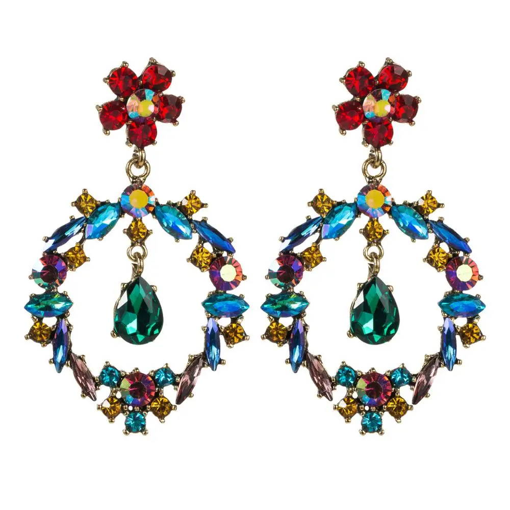 Красочные модные Подвесные серьги для женщин 2019 большие Кристальные смелые