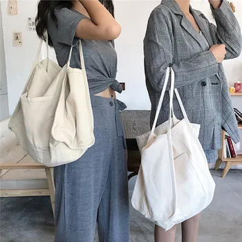 

New Arrival Fashion Multicolor Canvas Grocery Tote Shopping Bags Canvas Solid Foldable Sac Folding Shopping Tote Bag