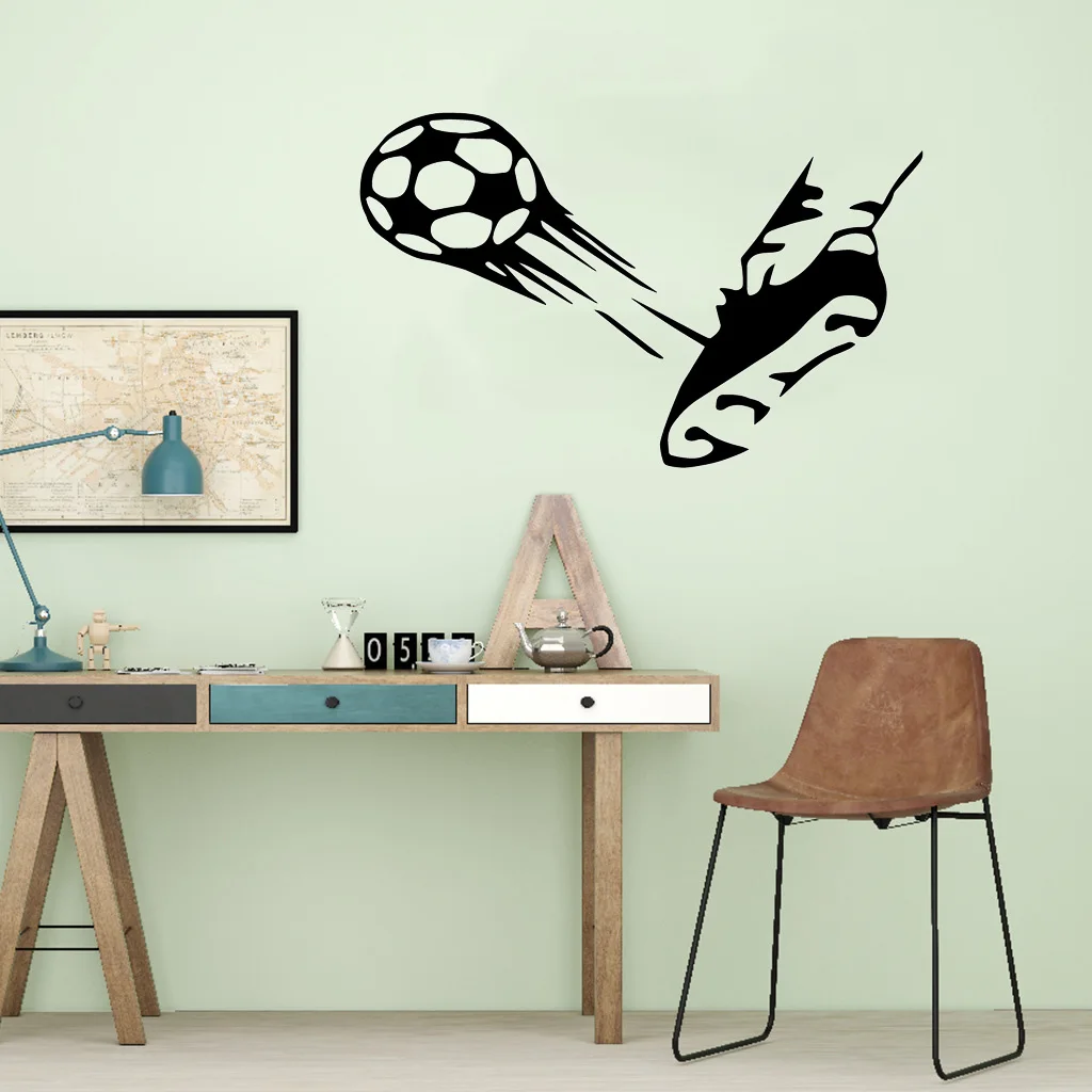 Новый дизайн, Виниловая наклейка на стену в виде футбольного мяча, художественная наклейка для гостиной, декоративные обои, украшение для детской комнаты, художественные наклейки