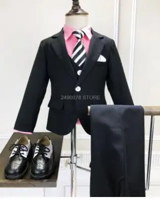 jacket vest pants Брендовые Детские костюмы с цветочным принтом для мальчиков; смокинг; детский Блейзер; торжественное платье; костюм для свадьбы; комплект одежды для дня рождения; пиджак; жилет; брюки - Цвет: jacket vest pants