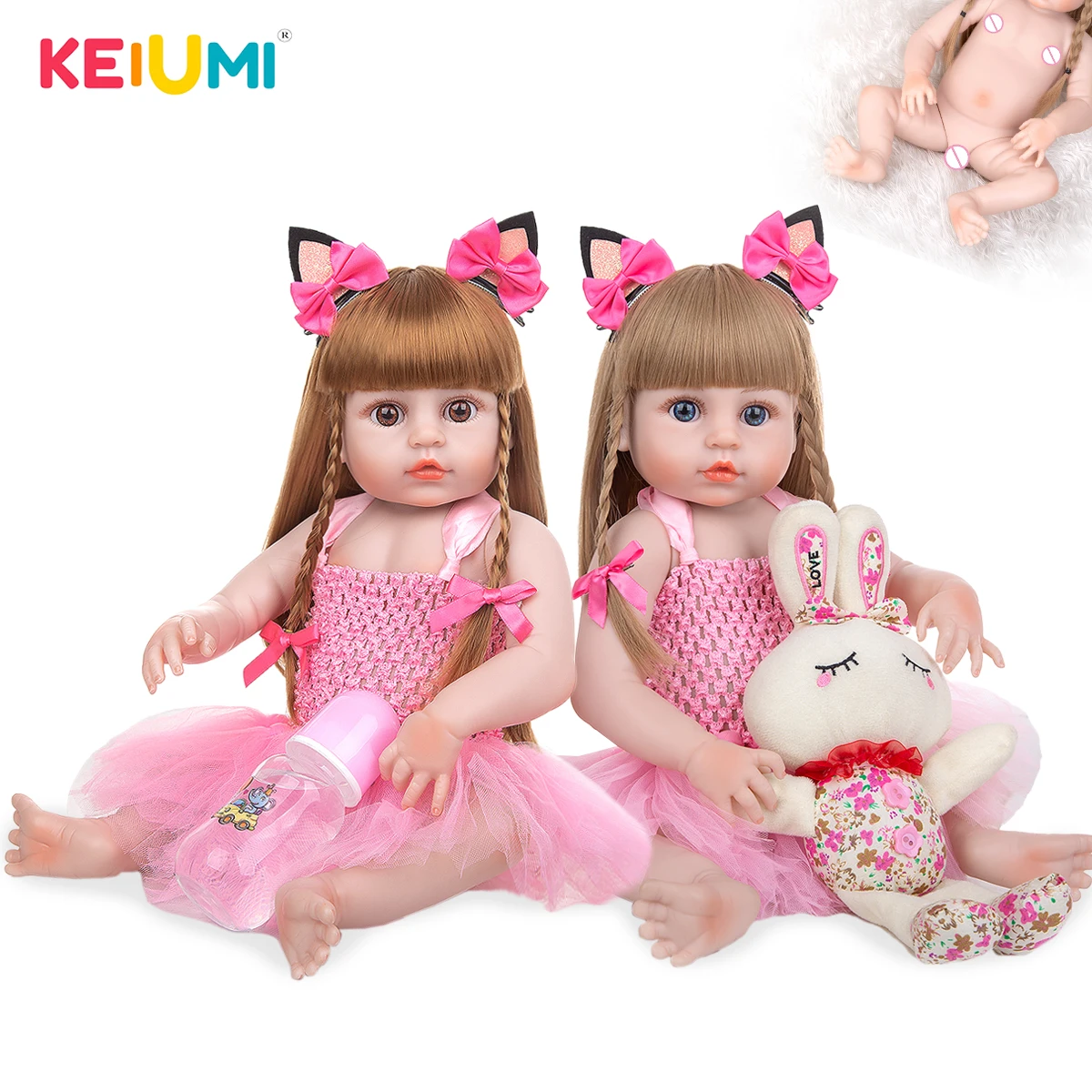 KEIUMI 19 Inch Reborn Baby Doll Realistic Full Silicone Body Bebe Reborn Menina Waterproof Toy For Birthday Christmas Gifts