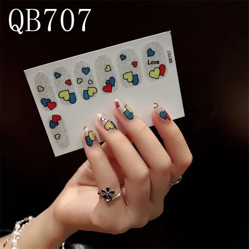 Lamemoria 22 советы, стикеры 3D на ногти Nail Art, красное сердце, дизайн, французский экологический клей, наклейки, наклейки для женщин, маникюр - Цвет: QB707