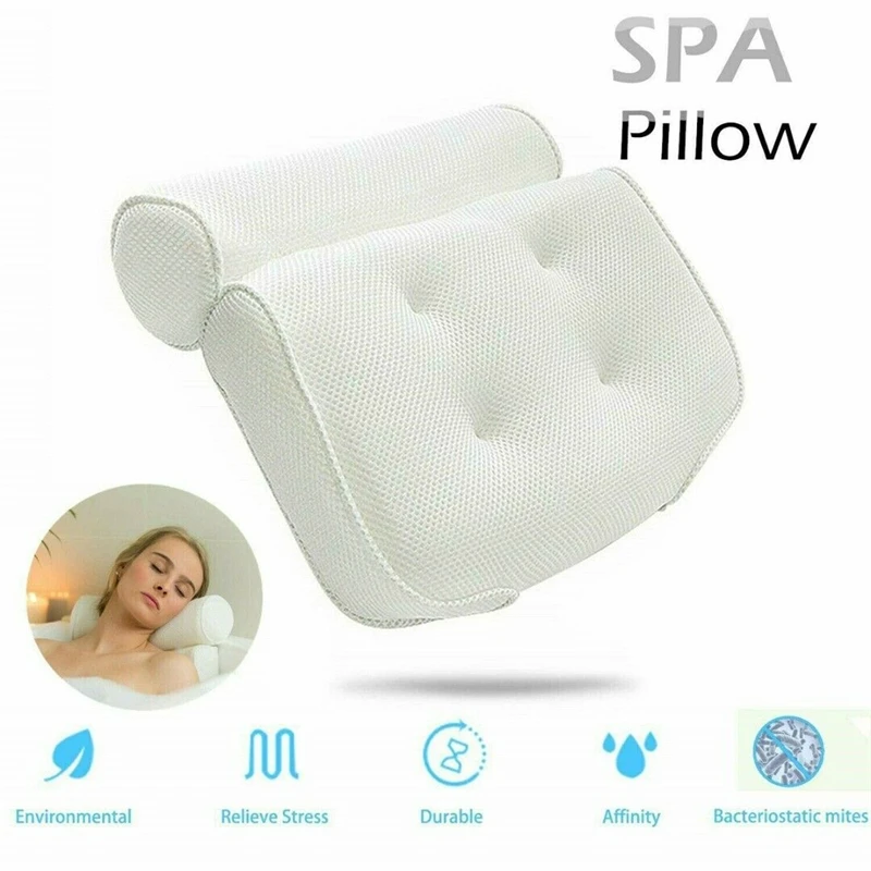 

D2 SPA Bath Pillow with Suction Cup Neck Back Support Thickened Bath Headrest Pillow for Home Spa Tub Bathroom Bath Cushion Gift