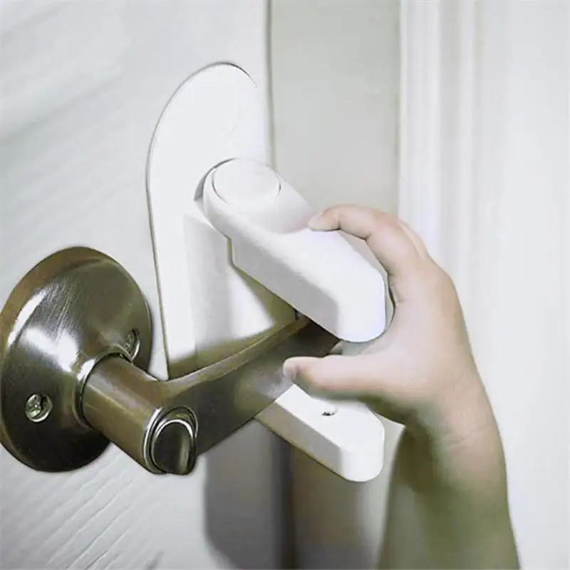

Plastic Kids Safety Door Lever Lock Protection Doors Handles Security Latch Locking Compatible with Standard Door Lever Handles