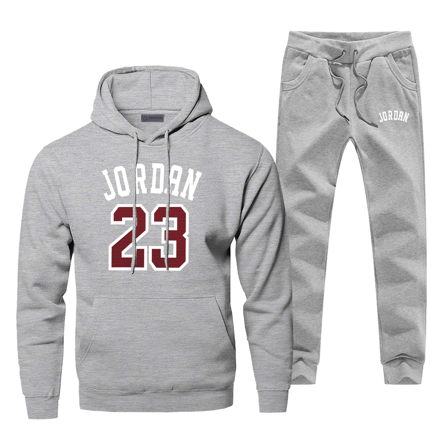 Модная мужская Толстовка Jordan 23 с принтом, толстовка с капюшоном, куртка+ штаны, мужские комплекты из 2 предметов, спортивный костюм, Зимняя Теплая Флисовая спортивная одежда Jordan 23