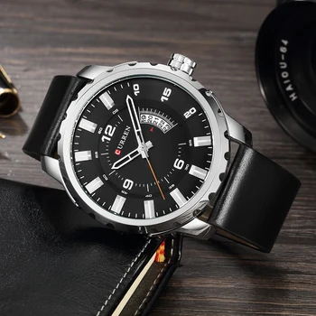 

CURREN Top Brand Men Sports Watches Fashion Dial Calendar Quartz Male Clock Leather Strap Waterproof Watches Montre Homme