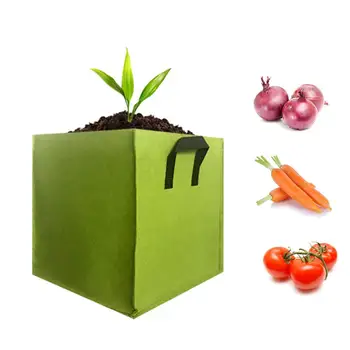 

Durable Plant Grow Bag Square Thickened Felt Non-woven Space-saving Grow Bag for Vegetable Strawberry Tomato Herbal