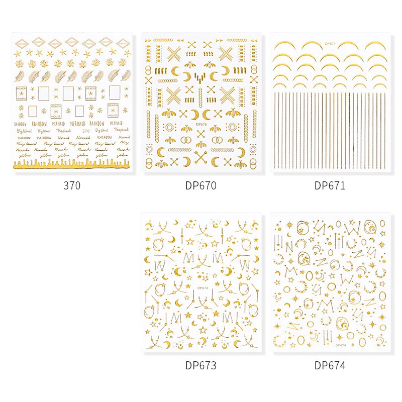 1 лист 3D Золотая наклейка для дизайна ногтей рельефная Звезда Луна Звездный дизайн Слайдеры для ногтей Наклейка s DIY маникюрная наклейка s для ногтей