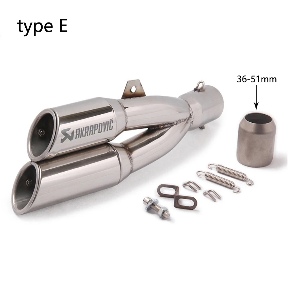 type E Универсальный мотоцикл выхлопной Akrapovic модифицированный глушитель с двойным отверстием Esacape CB400 CBF190R для casasaki Z250 Ninja 300 Z750 R3 - Цвет: type E