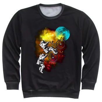 

New 2020 Children Black 3D Sweatshirts Moon Astronaut Ride Bicycle Paint Universe Print Boys Girls Hoodie Kids Pullovers 4T-13T