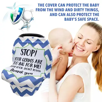 

Baby Car Seat Cover with Safety Warning No Touching Sign Scarf Nursing Covers for Stroller High Chair Shopping Cart